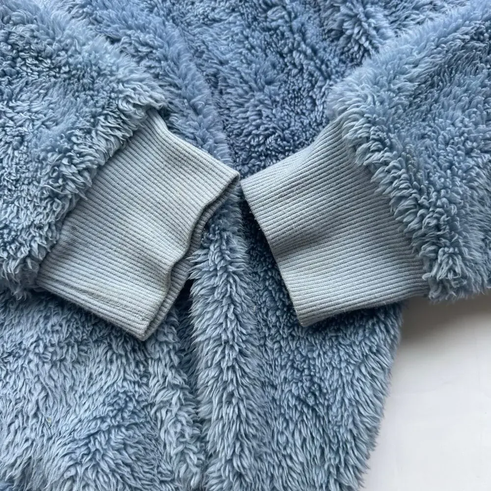Glam Girl Blue Sherpa Hoodie - girl’s Medium